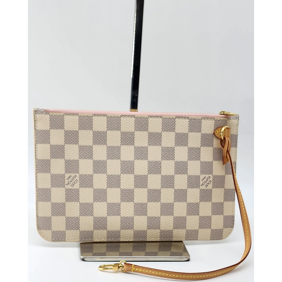 Louis Vuitton Neverfull MM Pochette Damier Azur Canvas Mint Condition
