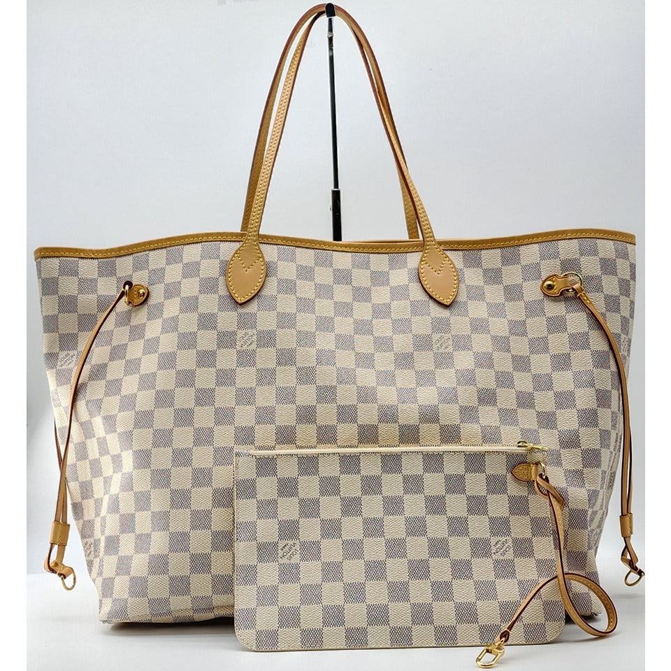 Louis Vuitton Neverfull GM Tote W/Pochette in Damier Azur Canvas Mint Condition