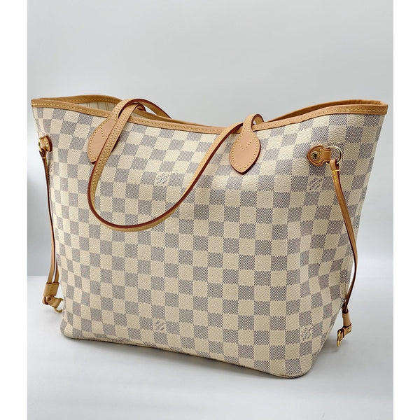 Louis Vuitton Neverfull MM Tote W/Pochette Damier Azur Canvas Super Mint Condition