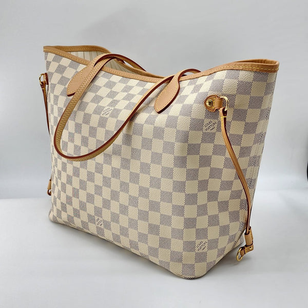 Louis Vuitton Neverfull MM Tote W/Pochette Damier Azur Canvas Super Mint Condition