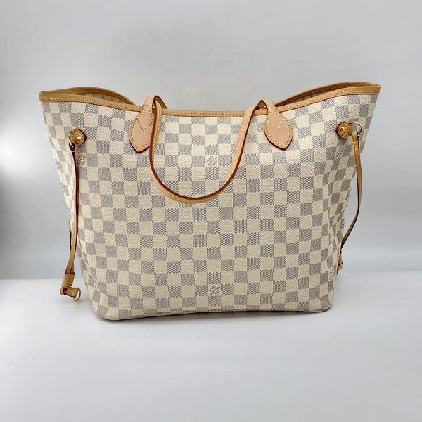 Louis Vuitton Neverfull MM Tote W/Pochette Damier Azur Canvas Mint Condition