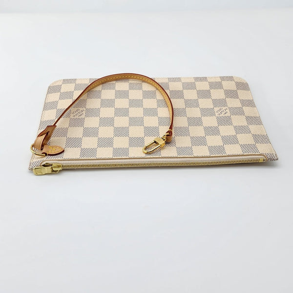 Louis Vuitton Neverfull MM Tote W/Pochette Damier Azur Canvas Super Mint Condition