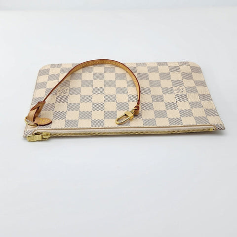 Louis Vuitton Neverfull MM Pochette Damier Azur Canvas Like New Condition