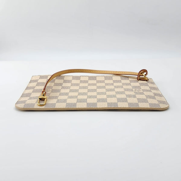 Louis Vuitton Neverfull MM Tote W/Pochette Damier Azur Canvas Mint Condition