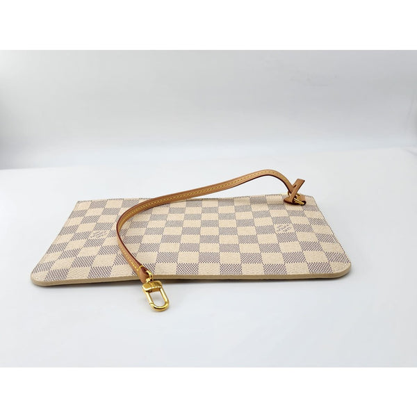 Louis Vuitton Neverfull MM Tote W/Pochette Damier Azur Canvas Mint Condition