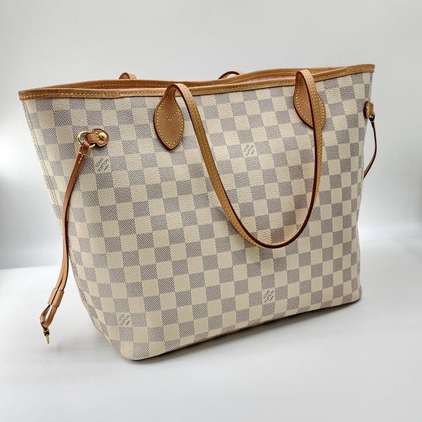 Louis Vuitton Neverfull MM Tote W/Pochette Damier Azur Canvas Mint Condition