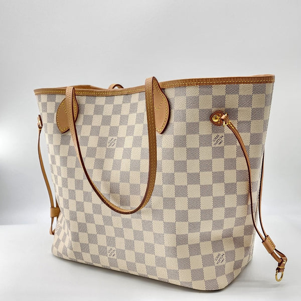 Louis Vuitton Neverfull MM Tote W/Pochette Damier Azur Canvas Mint Condition