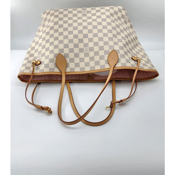 Louis Vuitton Neverfull MM Tote W/Pochette Damier Azur Canvas Mint Condition