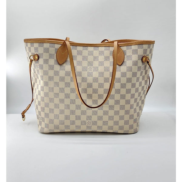 Louis Vuitton Neverfull MM Tote W/Pochette Damier Azur Canvas Mint Condition