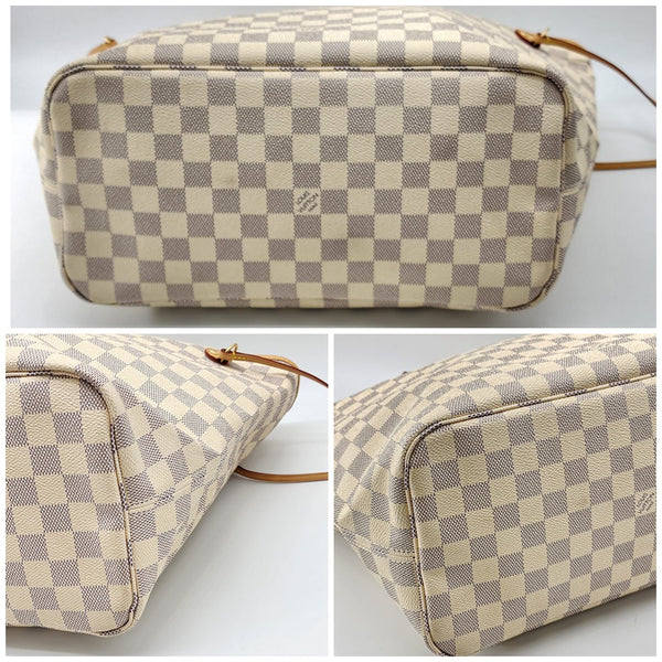 Louis Vuitton Neverfull MM Tote W/Pochette Damier Azur Canvas Mint Condition
