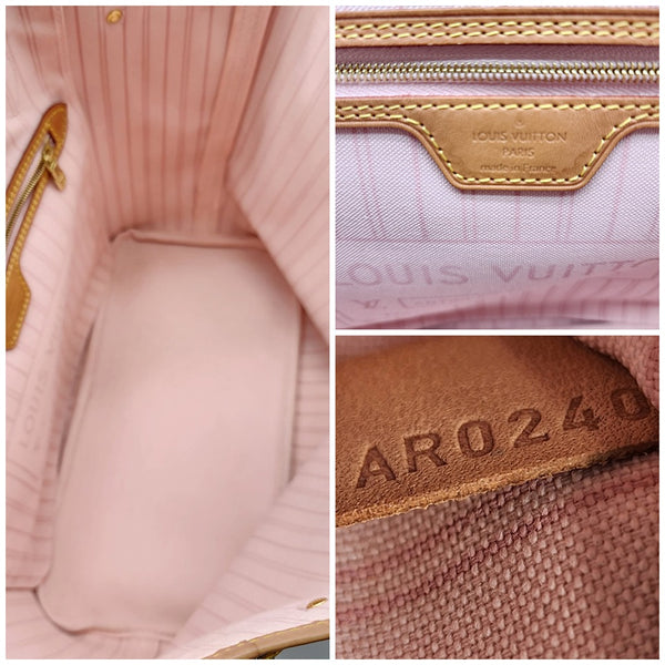 Louis Vuitton Neverfull MM Tote W/Pochette Damier Azur Canvas Mint Condition