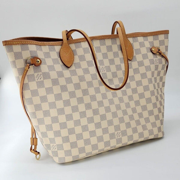 Louis Vuitton Neverfull MM White Damier Azur Canvas Tote In Mint Condition