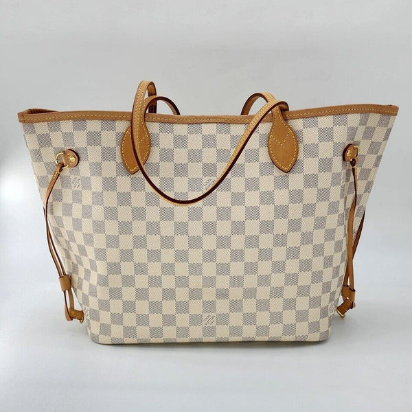Louis Vuitton Neverfull MM White Damier Azur Canvas Tote In Mint Condition