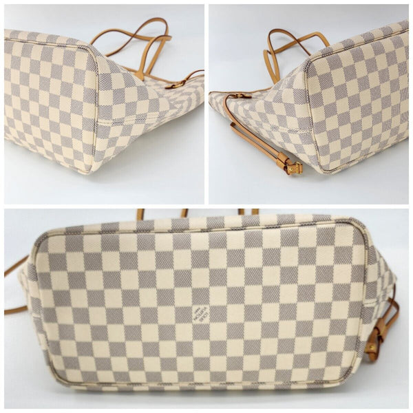 Louis Vuitton Neverfull MM White Damier Azur Canvas Tote In Mint Condition