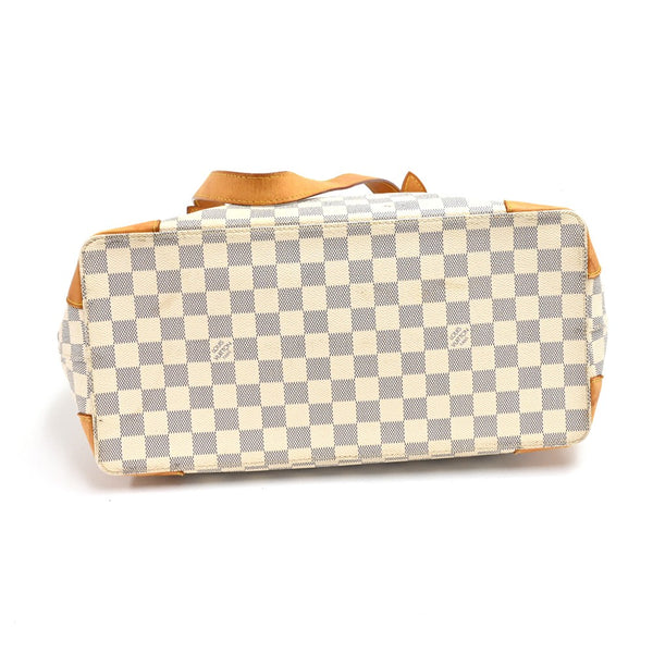 Louis Vuitton Hampstead MM White Azur Damier Canvas Tote Shoulder Bag