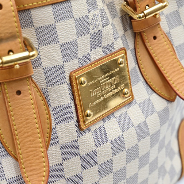 Louis Vuitton Hampstead MM White Azur Damier Canvas Tote Shoulder Bag