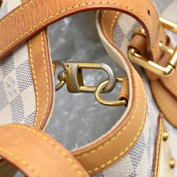 Louis Vuitton Hampstead MM White Azur Damier Canvas Tote Shoulder Bag