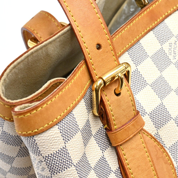 Louis Vuitton Hampstead MM White Azur Damier Canvas Tote Shoulder Bag