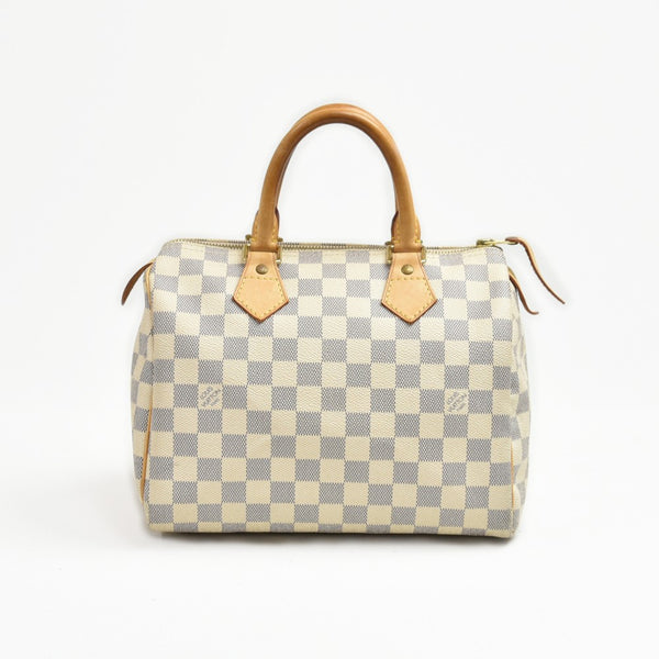 Louis Vuitton Speedy 25 White Damier Azur Canvas City Handbag