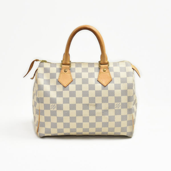 Louis Vuitton Speedy 25 White Damier Azur Canvas City Handbag
