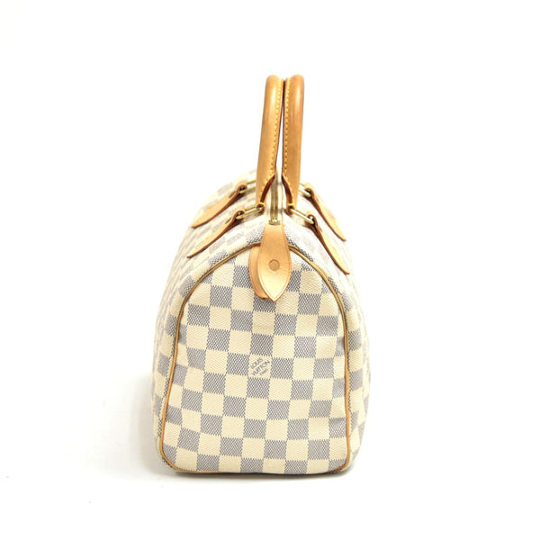 Louis Vuitton Speedy 25 White Damier Azur Canvas City Handbag