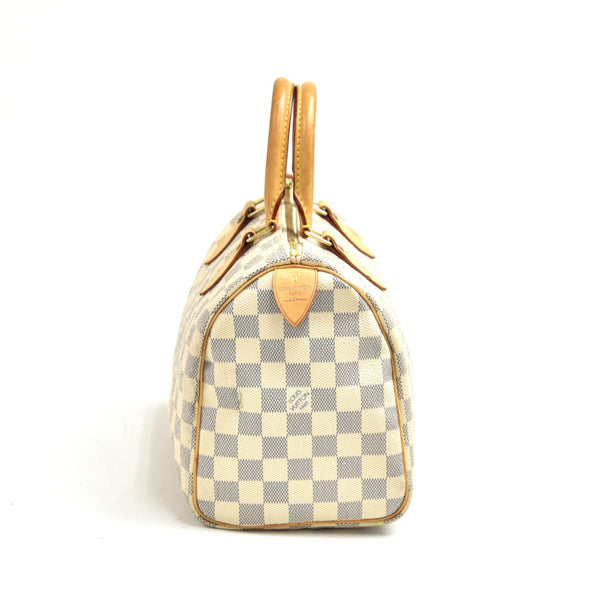 Louis Vuitton Speedy 25 White Damier Azur Canvas City Handbag