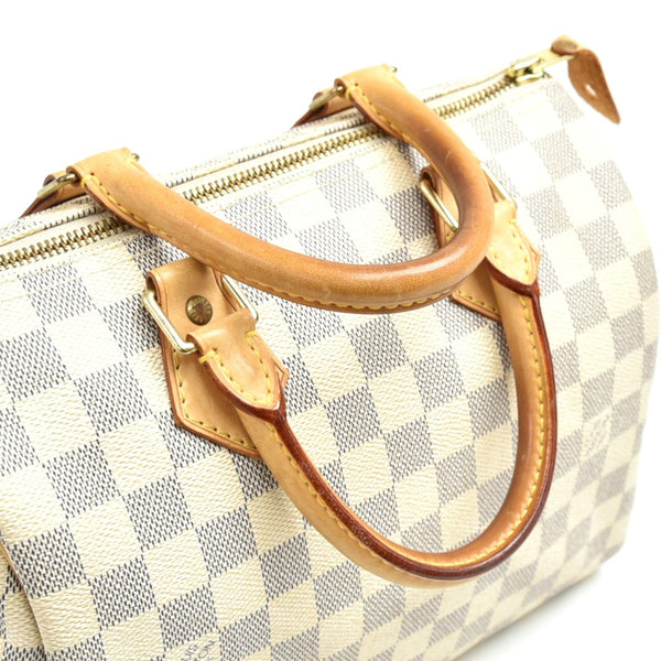Louis Vuitton Speedy 25 White Damier Azur Canvas City Handbag