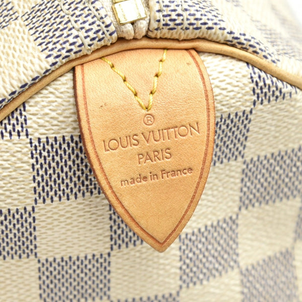 Louis Vuitton Speedy 25 White Damier Azur Canvas City Handbag