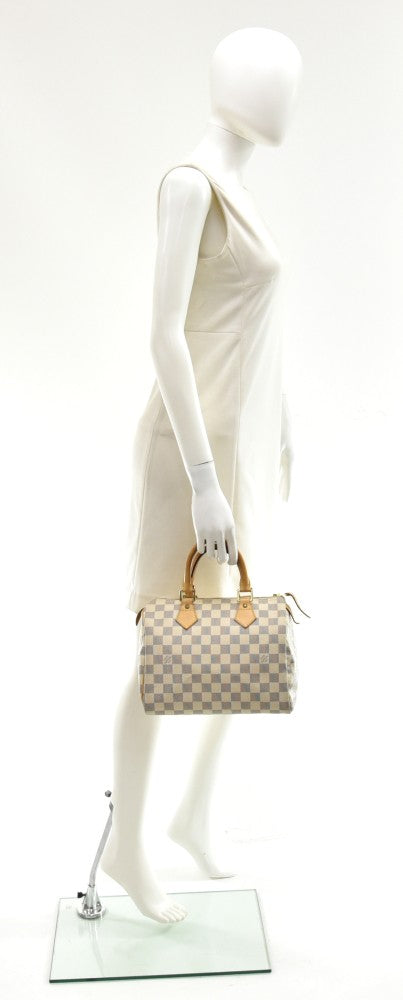 Louis Vuitton Speedy 25 White Damier Azur Canvas City Handbag