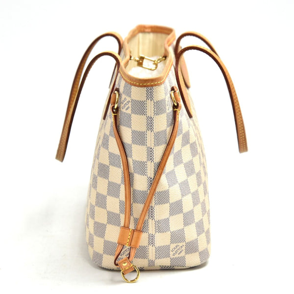 Louis Vuitton Neverfull PM White Damier Azur Canvas Tote Bag