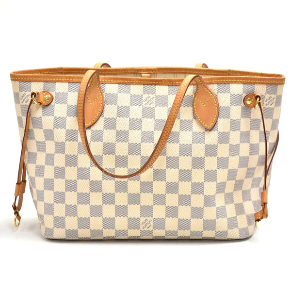 Louis Vuitton Neverfull PM White Damier Azur Canvas Tote Bag