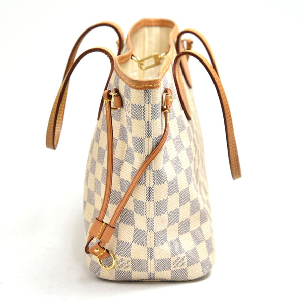 Louis Vuitton Neverfull PM White Damier Azur Canvas Tote Bag