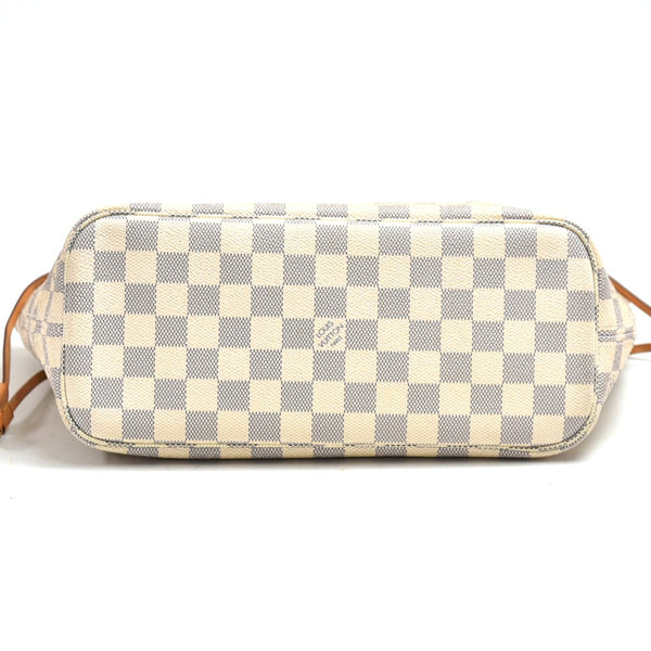 Louis Vuitton Neverfull PM White Damier Azur Canvas Tote Bag