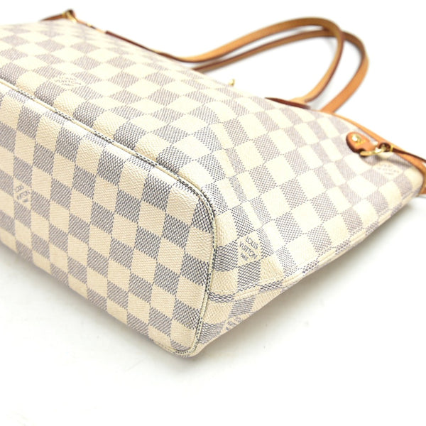 Louis Vuitton Neverfull PM White Damier Azur Canvas Tote Bag