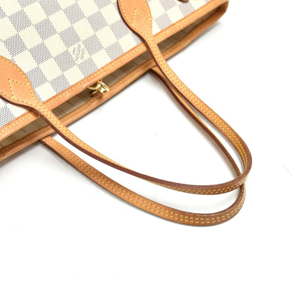 Louis Vuitton Neverfull PM White Damier Azur Canvas Tote Bag