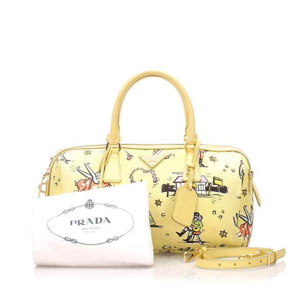 Prada Printed Canvas Satchel Bag