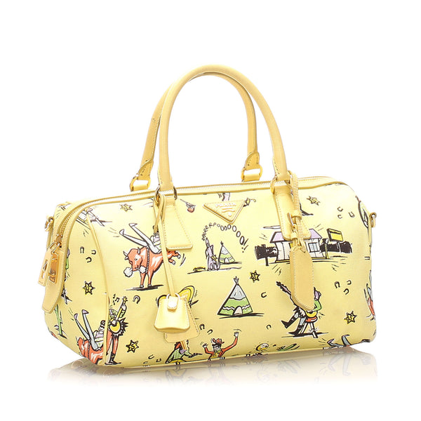 Prada Printed Canvas Satchel Bag