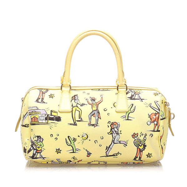 Prada Printed Canvas Satchel Bag