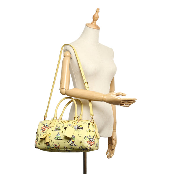 Prada Printed Canvas Satchel Bag