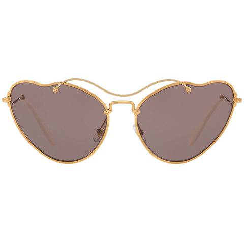 Miu Miu Cat Eye Sunglasses Antique Gold w/Purple Brown Lens Women MU55RS 7OE6X1