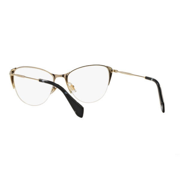 MIU MIU MU50OV 1AB1O1 Cat Eye Women Black Gold Demo Lens Eyeglasses 53mm