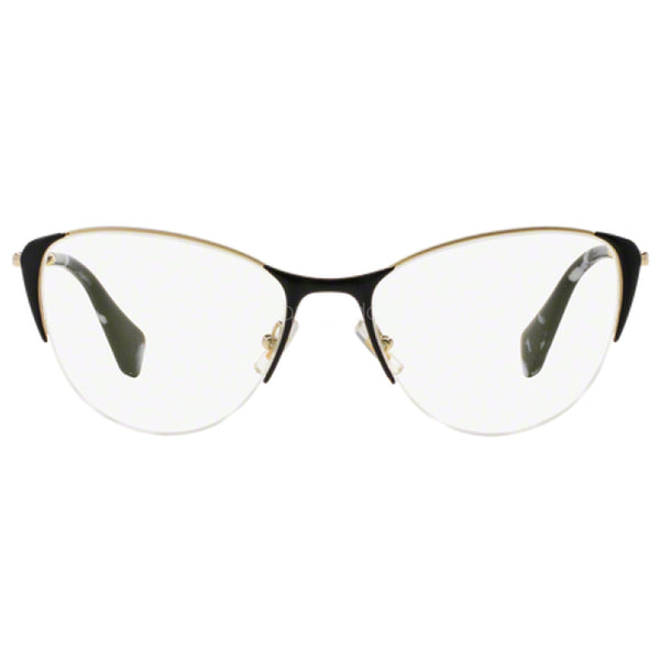 MIU MIU MU50OV 1AB1O1 Cat Eye Women Black Gold Demo Lens Eyeglasses 53mm