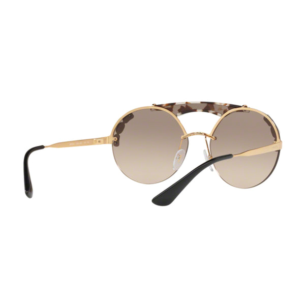 PRADA Light Brown Grad Light Grey Round Sunglasses PR52US C3O3D0