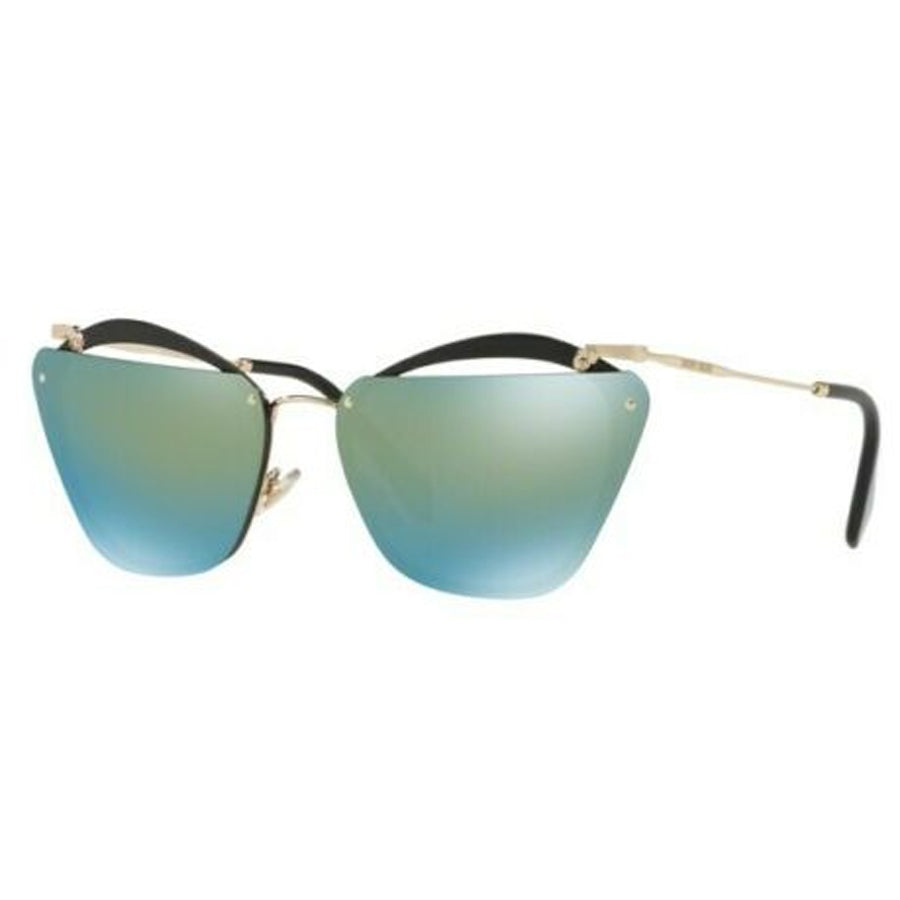 Miu Miu Sunglasses MU54TS 1AB4J2 Black Gold/Green Mirror Women