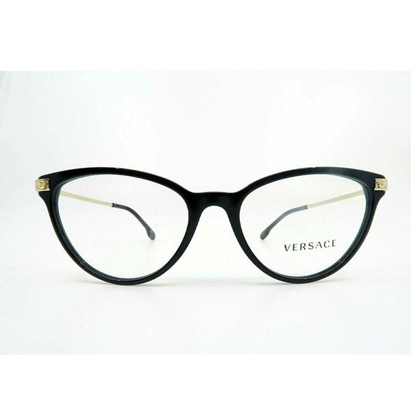 Versace VE3261 GB1 Black Gold Frames Medusa Eyeglasses 54mm Authentic