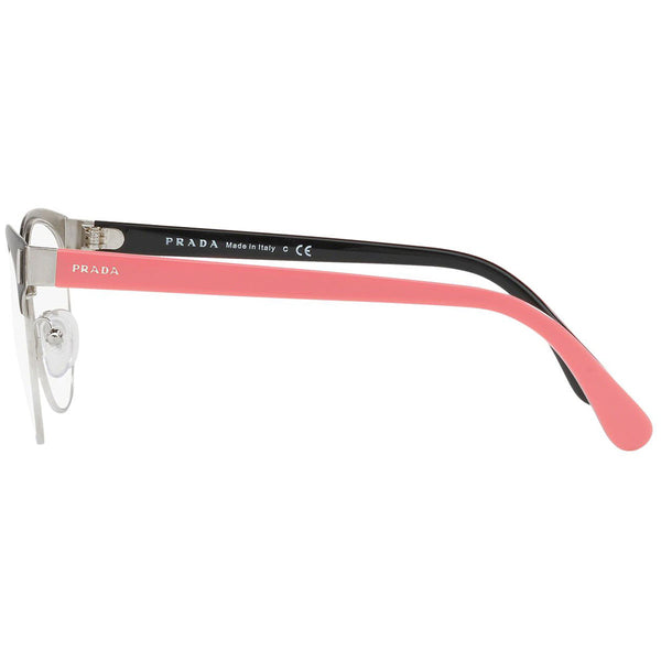 Prada Round Women's Eyeglasses Matte Black Silver PR63TV 1BO1O1