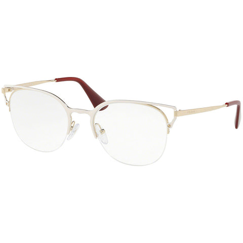 Prada Cat Eye Eyeglasses Ivory/Pale Gold w/Demo Lens PR64UV LFB1O1