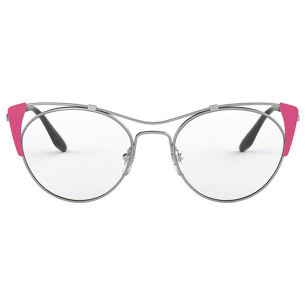 Prada Cat Eye Women's Eyeglasses Silver Pink w/Demo Lens PR58VV 3321O1