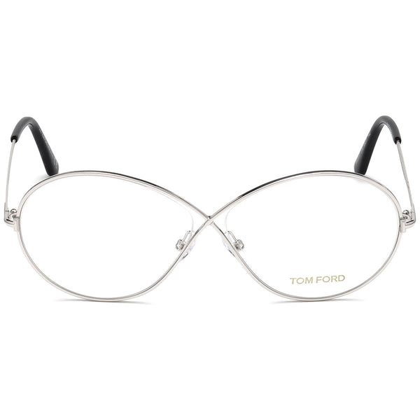 Tom Ford Women's Oval Eyeglasses Shiny Rhodium w/Demo Lens FT5517 018