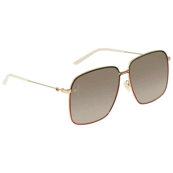 Gucci Oversized Sunglasses Gold Frame Brown Gradient Lens GG0394S 003